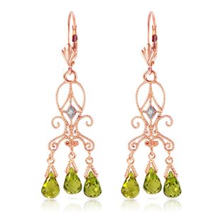 ALARRI 4.51 Carat 14K Solid Rose Gold Chandelier Diamond Earrings Peridot