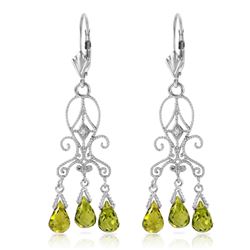 ALARRI 4.51 Carat 14K Solid White Gold Chandelier Diamond Earrings Peridot