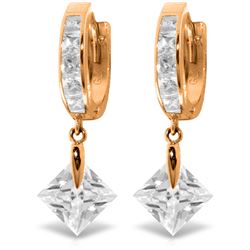 ALARRI 14K Solid Rose Gold Dangling Cubic Zirconia Hoop Earrings