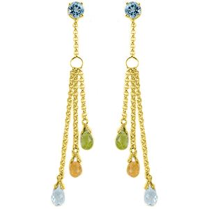 ALARRI 5.75 CTW 14K Solid Gold Chandelier Earrings Blue Topaz, Citrine