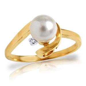 ALARRI 1.01 CTW 14K Solid Gold Ring Natural Diamond Pearl