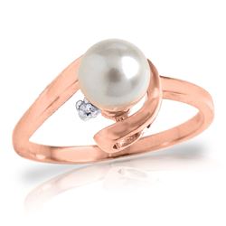 ALARRI 1.01 Carat 14K Solid Rose Gold Ring Natural Diamond Pearl