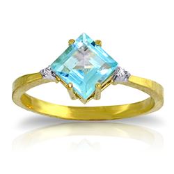 ALARRI 1.77 CTW 14K Solid Gold Ring Diamond Blue Topaz