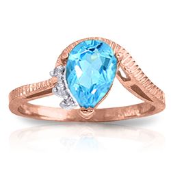 ALARRI 1.52 Carat 14K Solid Rose Gold Azur Blue Topaz Diamond Ring