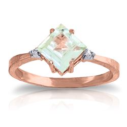 ALARRI 1.77 Carat 14K Solid Rose Gold Ring Diamond Aquamarine