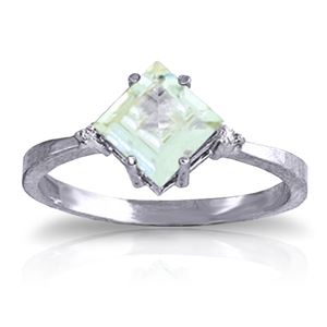 ALARRI 1.77 Carat 14K Solid White Gold Ring Diamond Aquamarine