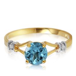 ALARRI 1.02 CTW 14K Solid Gold Love's Ingredient Blue Topaz Diamond Ring