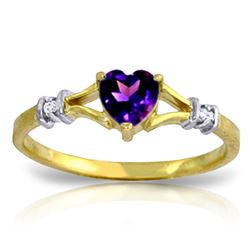 ALARRI 0.47 Carat 14K Solid Gold Rings Natural Diamond Purple Amethyst