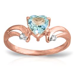 ALARRI 0.96 Carat 14K Solid Rose Gold Heart Blue Topaz Diamond Ring