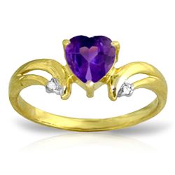 ALARRI 0.96 Carat 14K Solid Gold Boost Your Mood Amethyst Diamond Ring