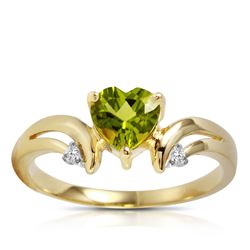 ALARRI 1.26 Carat 14K Solid Gold Ring Diamond Peridot