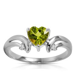 ALARRI 1.26 Carat 14K Solid White Gold Ring Diamond Peridot