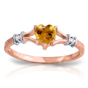 ALARRI 0.47 Carat 14K Solid Rose Gold Rings Natural Diamond Citrine