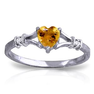 ALARRI 0.47 Carat 14K Solid White Gold Rings Natural Diamond Citrine