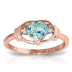ALARRI 0.96 CTW 14K Solid Rose Gold Glory Blue Topaz Diamond Ring