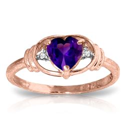 ALARRI 0.96 Carat 14K Solid Rose Gold Glory Amethyst Diamond Ring