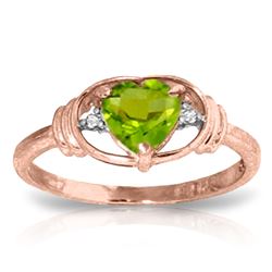 ALARRI 0.61 Carat 14K Solid Rose Gold Glory Peridot Diamond Ring