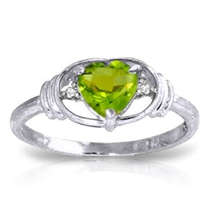 ALARRI 0.61 Carat 14K Solid White Gold Think Of Fairness Peridot Diamond Ring