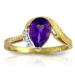 ALARRI 1.52 Carat 14K Solid Gold Ring Diamond Purple Amethyst