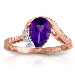 ALARRI 1.52 Carat 14K Solid Rose Gold Ring Diamond Purple Amethyst