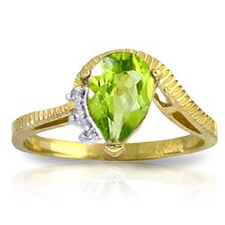 ALARRI 1.52 CTW 14K Solid Gold Love Stems Peridot Diamond Ring