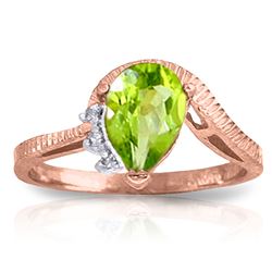 ALARRI 1.52 Carat 14K Solid Rose Gold Azur Peridot Diamond Ring