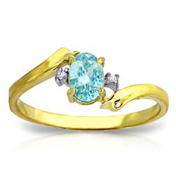 ALARRI 0.46 Carat 14K Solid Gold Rings Natural Diamond Blue Topaz