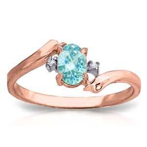 ALARRI 0.46 Carat 14K Solid Rose Gold Rings Natural Diamond Blue Topaz