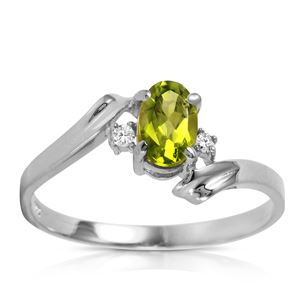 ALARRI 0.46 Carat 14K Solid White Gold Rings Natural Diamond Peridot