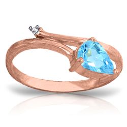 ALARRI 0.83 Carat 14K Solid Rose Gold Snake Charm Blue Topaz Diamond Ring