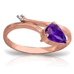 ALARRI 0.83 CTW 14K Solid Rose Gold Snake Charm Amethyst Diamond Ring