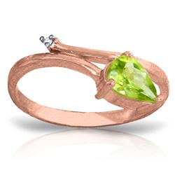 ALARRI 0.83 Carat 14K Solid Rose Gold Snake Charm Peridot Diamond Ring