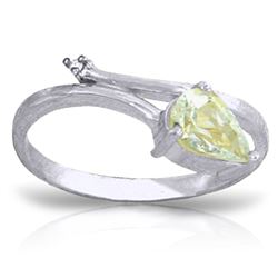 ALARRI 0.83 Carat 14K Solid White Gold Love Calender Aquamarine Diamond Ring