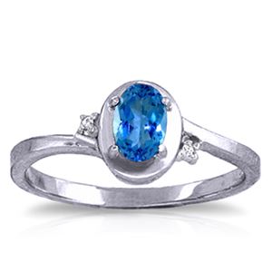 ALARRI 0.51 Carat 14K Solid White Gold Rings Diamond Blue Topaz