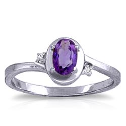 ALARRI 0.51 Carat 14K Solid White Gold Rings Diamond Purple Amethyst