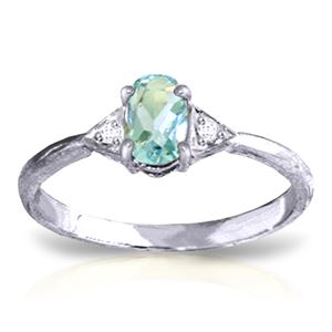 ALARRI 0.46 Carat 14K Solid White Gold Sur Ma Vie Aquamarine Diamond Ring