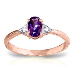 ALARRI 0.46 Carat 14K Solid Rose Gold Oval Amethyst Diamond Ring