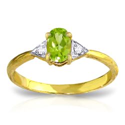 ALARRI 0.46 Carat 14K Solid Gold For Your Eyes Peridot Diamond Ring