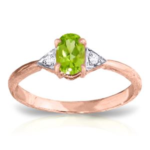 ALARRI 0.46 Carat 14K Solid Rose Gold Oval Peridot Diamond Ring