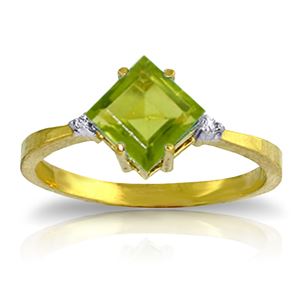 ALARRI 1.77 Carat 14K Solid Gold Stirrings Peridot Diamond Ring