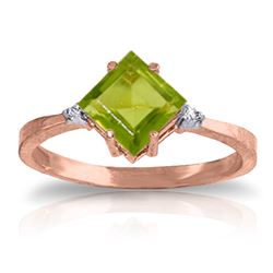 ALARRI 1.77 CTW 14K Solid Rose Gold Espirit Peridot Diamond Ring