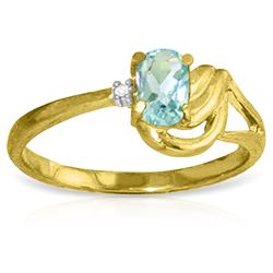 ALARRI 0.46 Carat 14K Solid Gold Lament Over Love Aquamarine Diamond Ring