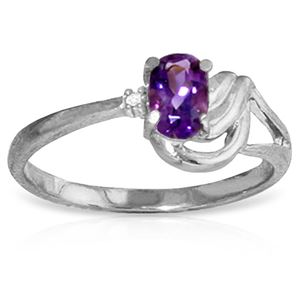 ALARRI 0.46 Carat 14K Solid White Gold Ring Diamond Amethyst