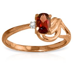 ALARRI 14K Solid Rose Gold Ring w/ Natural Diamond & Garnet