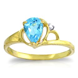 ALARRI 0.66 Carat 14K Solid Gold Unwritten Novel Blue Topaz Diamond Ring