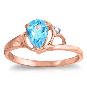 ALARRI 0.66 Carat 14K Solid Rose Gold Victoria Blue Topaz Diamond Ring