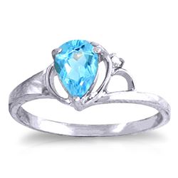 ALARRI 0.66 Carat 14K Solid White Gold Heart To Heart Blue Topaz Diamond Ring