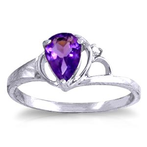 ALARRI 0.66 Carat 14K Solid White Gold Love Is Alive Amethyst Diamond Ring