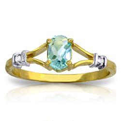 ALARRI 0.46 Carat 14K Solid Gold My Love Is Constant Blue Topaz Diamond Ring
