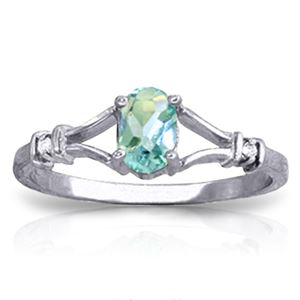 ALARRI 0.46 CTW 14K Solid White Gold Tears Dry Blue Topaz Diamond Ring